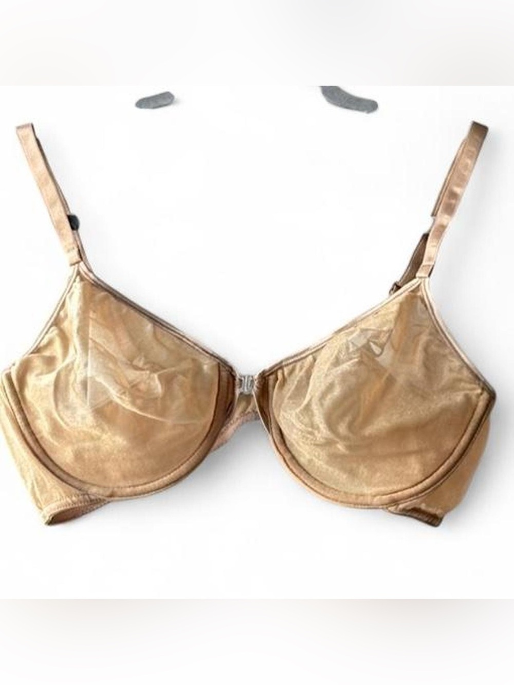 Vintage Warner’s Sheer Mesh Light Tan Nude Unlined Cups Underwire Bra Size 38C